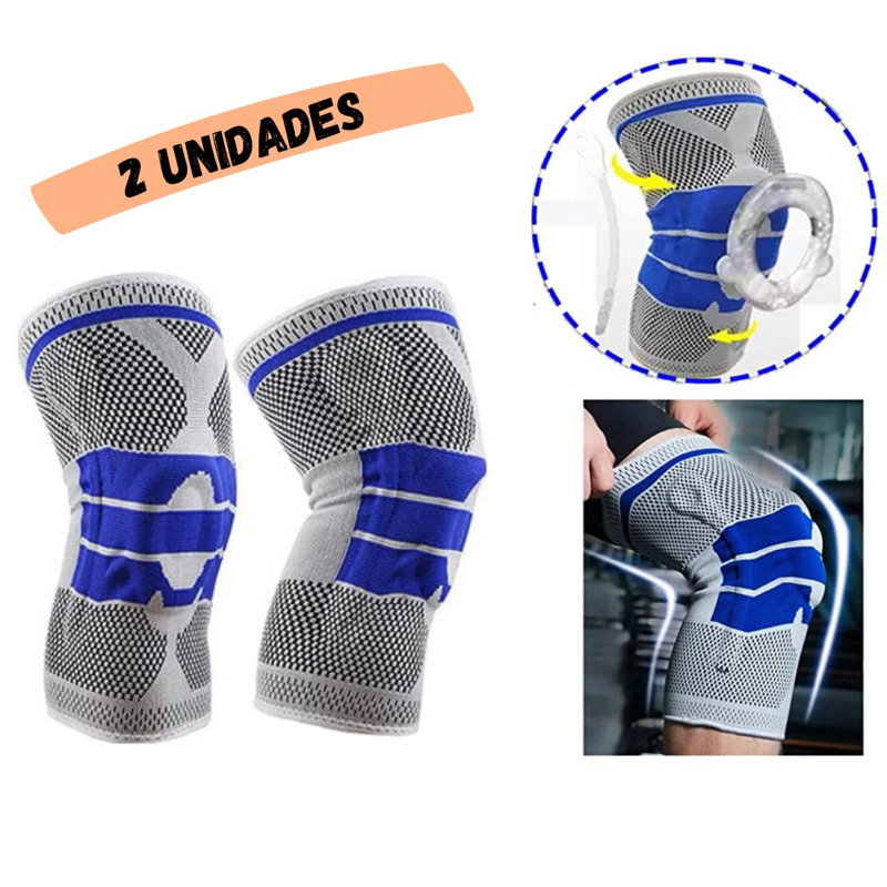 Kit 2 Joelheira Compressão Flexivel 3D Ortopedica Esportiva Anel e Haste Flexivel 3D Treino Alívio Dor Joelho