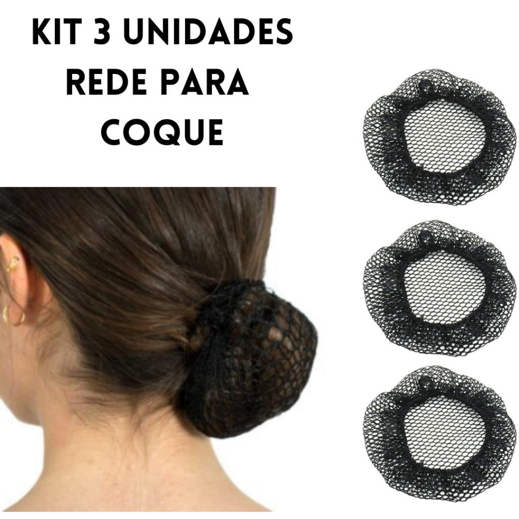 Kit 3 Unidades de Redinha para Coque/ Rede de Cabelo para penteado ...