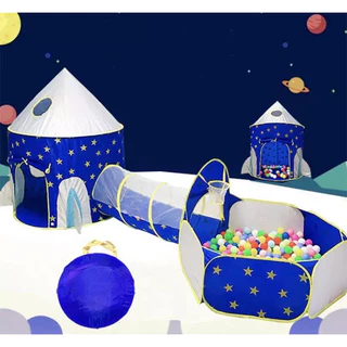 Barraca Menino Tenda Túnel 3x1 Foguete Cabana Com Piscina Be Bolinhas Infantil em Oferta na Shopee