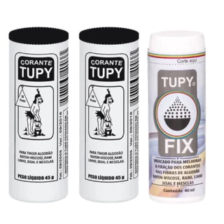 Kit Linha Tupy 2 Corante + 1 Fixador Tupy Fix para Tingir Roupa DIVERSAS CORES