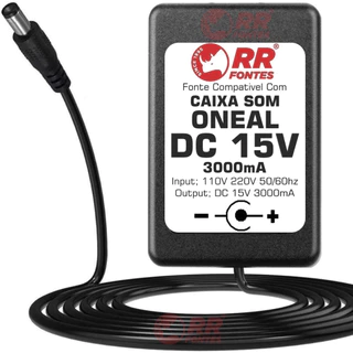 Fonte Carregador DC 15V 3A Para Caixa Amplificada Oneal