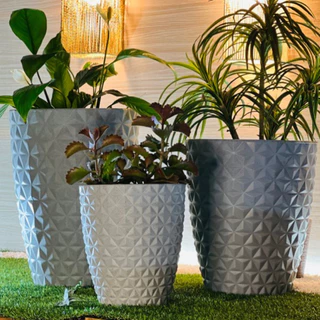 Kit vasos polietileno para plantas diamante redondo P, M e G