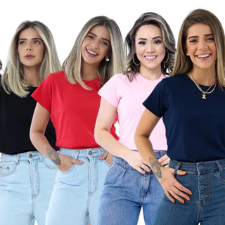 Camiseta T-shirt feminina básica lisa sem estampa 100% algodão de altíssima qualidade lançamento