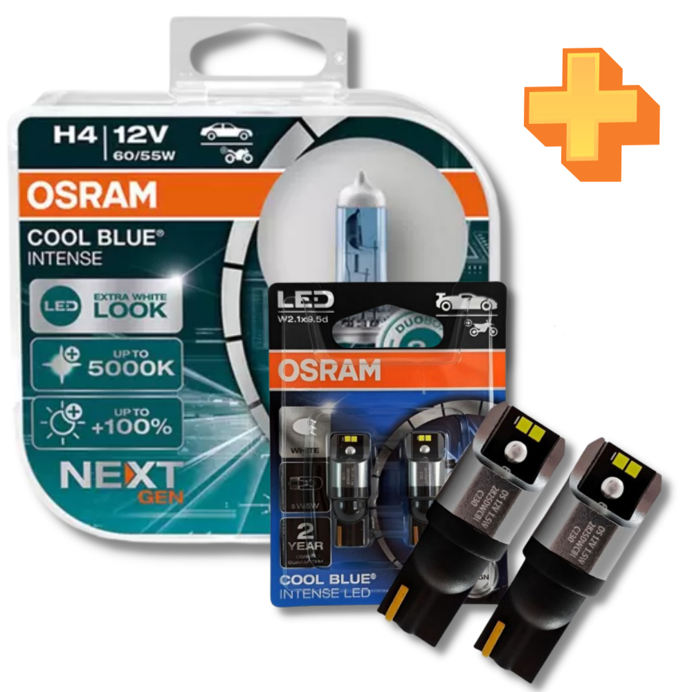Kit De Lâmpadas Osram H4 Cool Blue 5000k + T10 Led 6000k