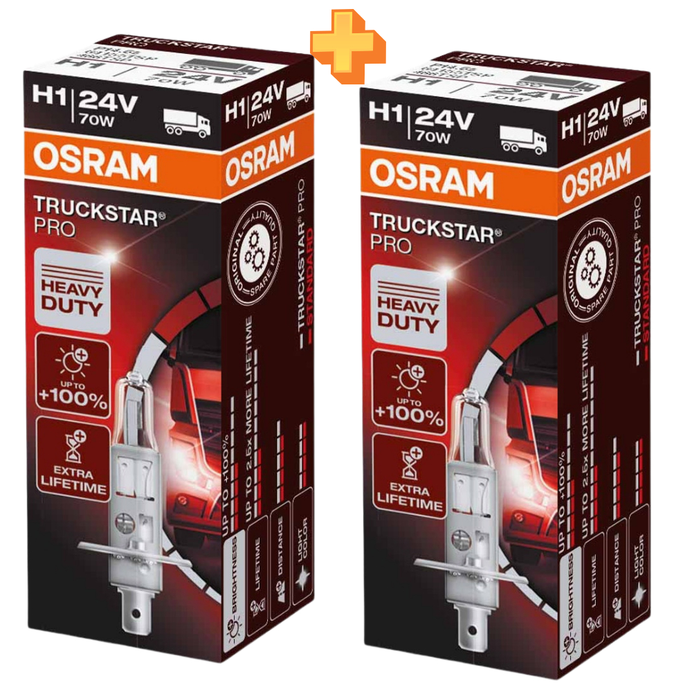 Kit Par De Lâmpada Osram Truckstar Pro H1 24v 70w 3200k