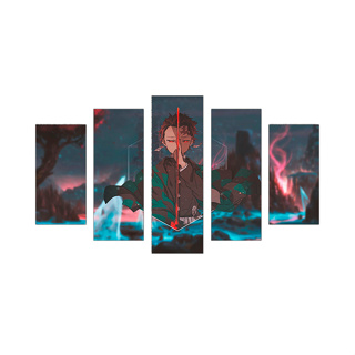 Kit Quadros Decorativos 5 Peças kimetsu no yaiba tanjiro