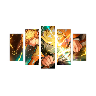 Kit Quadros Decorativos 5 Peças kimetsu no yaiba Zenitsu respiração do trovão