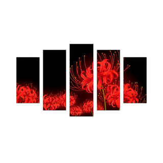 Kit Quadros Decorativos 5 Peças Kimetsu no Yaiba, anime, flowers, red, dark