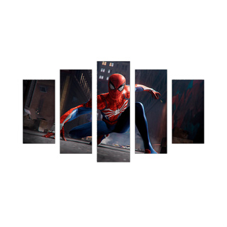 Kit Quadros Decorativos 5 Peças Spider Man 2018 game, Marvel Spider-Man