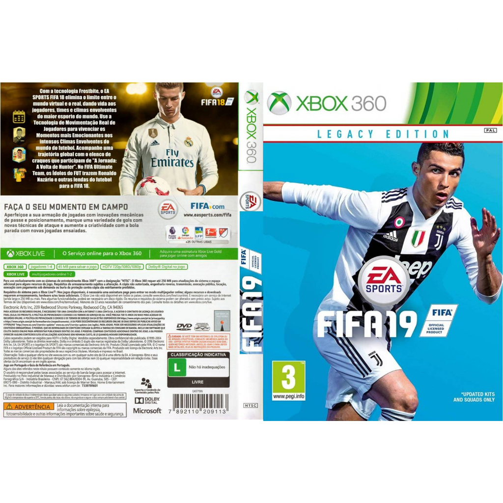 Fifa 19 para Xbox 360 Lt com capa