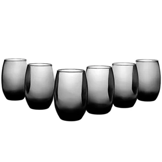 Jogo Conjunto 6 Copos Vidro Aruba Fume Cinza 465ml Nadir