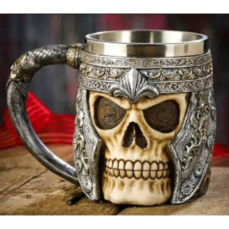 Caneca Chopp Medieval Cranio Caveira Viking Cerveja + Abridor