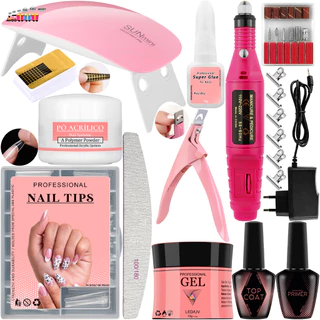 Kit Manicure Iniciante de Unha Pedicure Cabine Estufa UV Sun Mini Lixa Lixadeira Caneta Elétrica