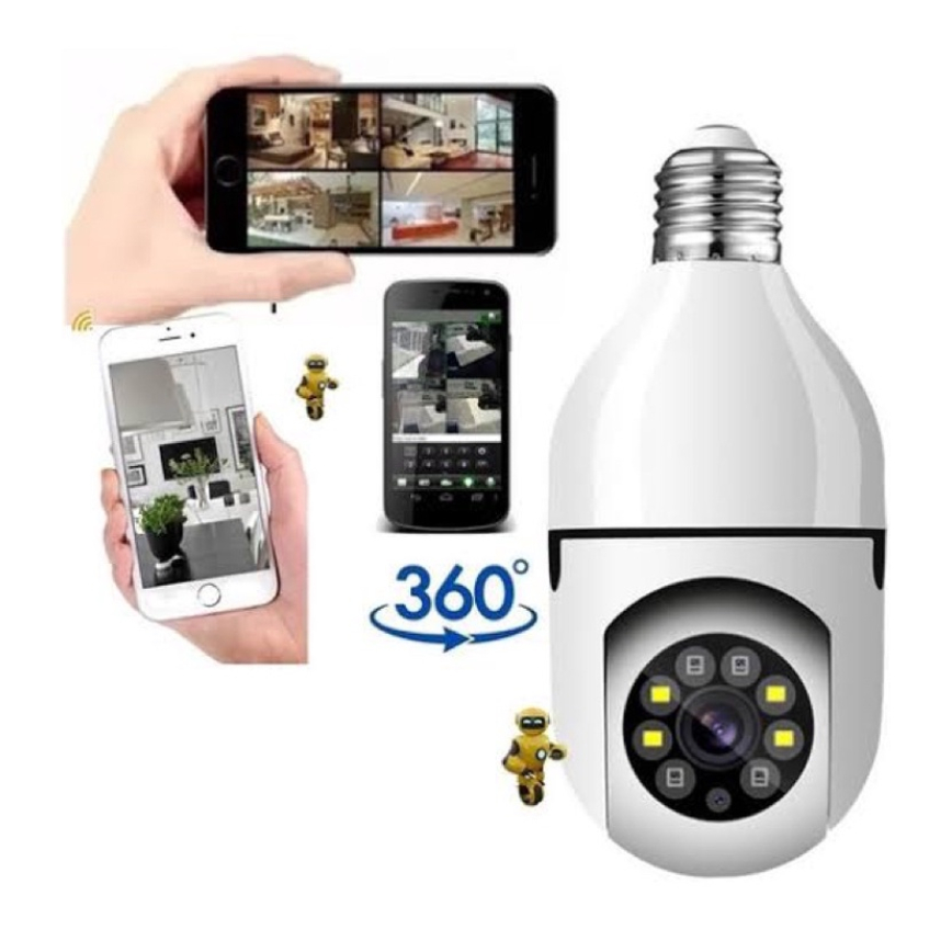 Câmera segurança wifi ip sem fio 360 com encaixe lampada bocal aplicativo yoosee ptz full HD visão noturna - bivolt