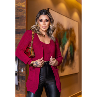 Conjunto Cardigan Kimono Paula Com Cropped