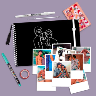 KIT Álbum de fotos Preto A5 Álbum de memórias e recordação scrapbook Caderno colagem para casamento em Oferta na Shopee