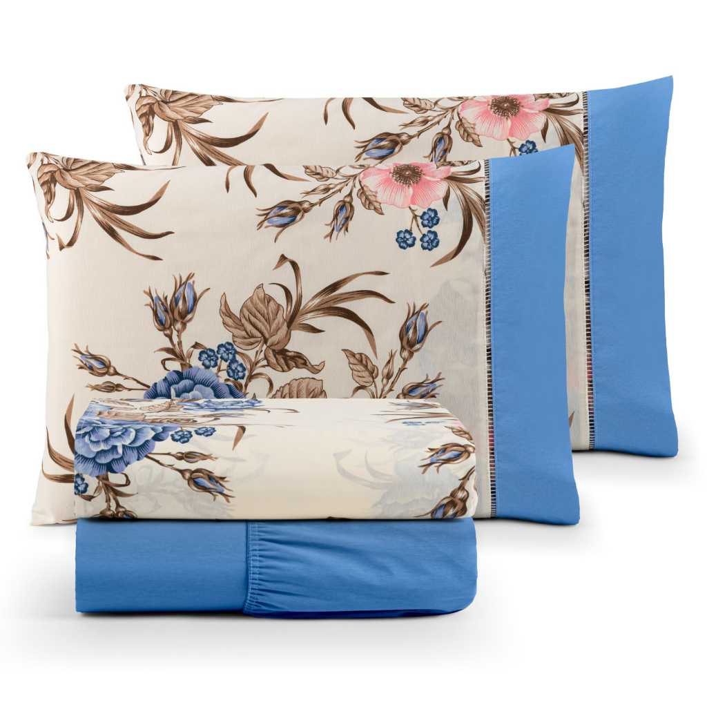 Jogo de Cama Casal 4 Pçs 100% Algodão - 180 Fios