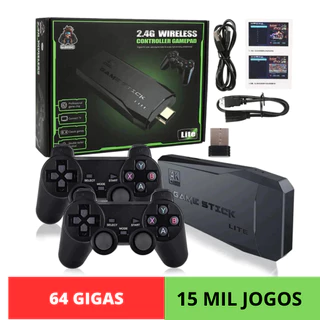 Videogame Stick 4K 64gb 2 Controles 15 Mil jogos Sem Fio Console Portatil Jogos Retro Antigo