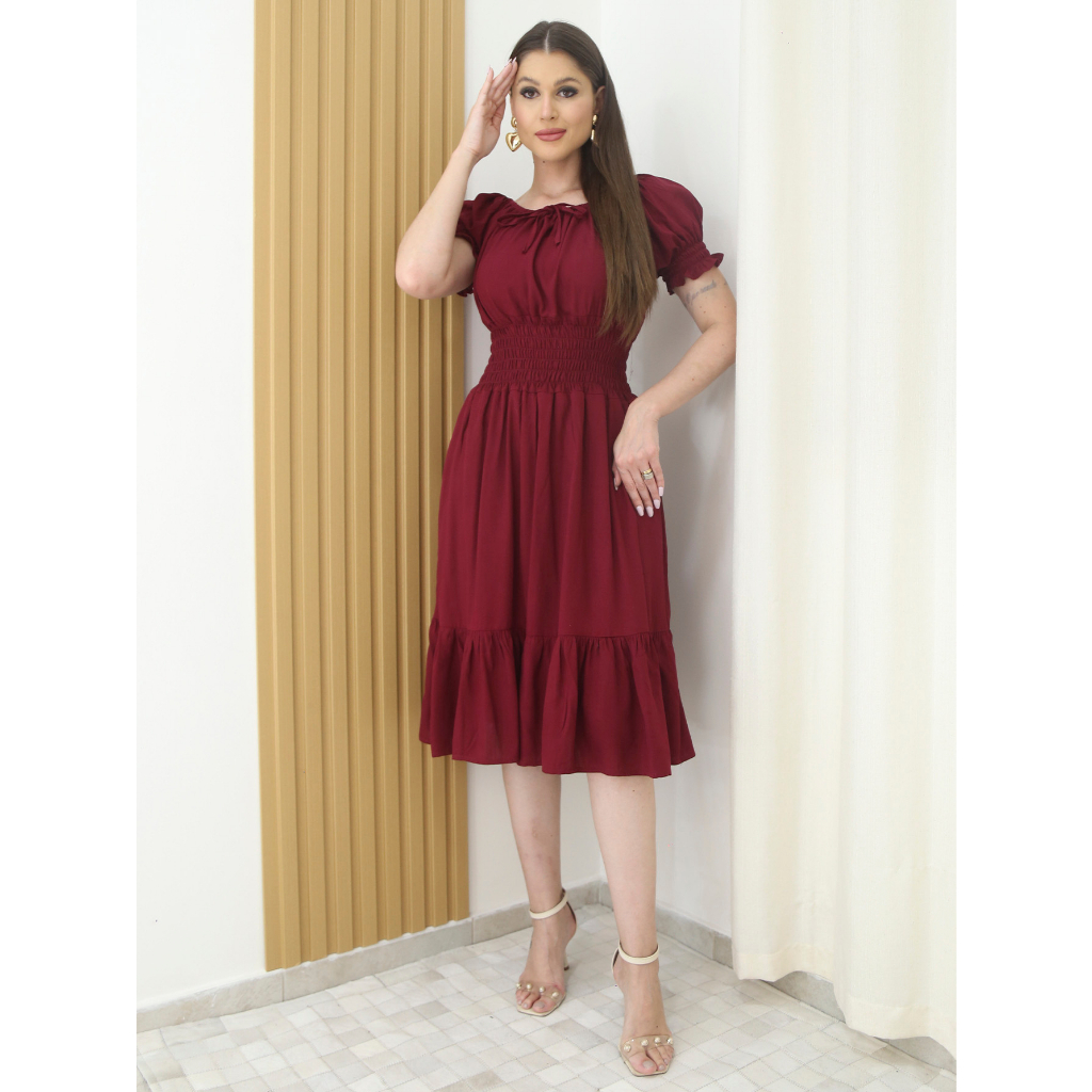 Vestido midi noelia em vermelho, Vestidos de mulher