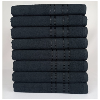 Kit 8pçs Toalhas de Banho Topázio Pretas 100% Algodão 140x70cm 300g Alta Absorção