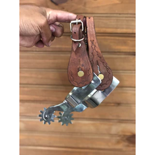 Espora Quarto de Milha Inox com Correia Doma Par Cutucadeira