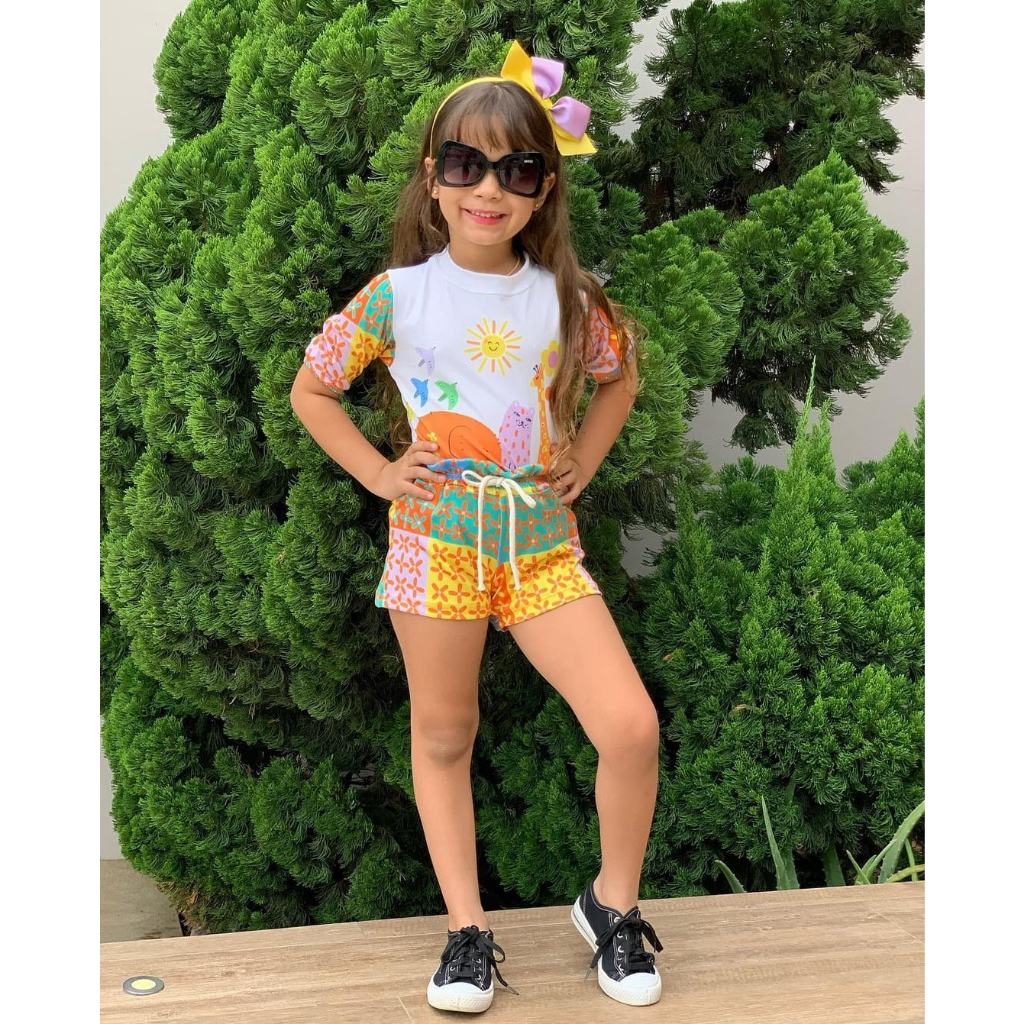 mocinha Conjunto infantil de menina feminino canelado liso com estampa mocinha  blogueirinha | Shopee Brasil