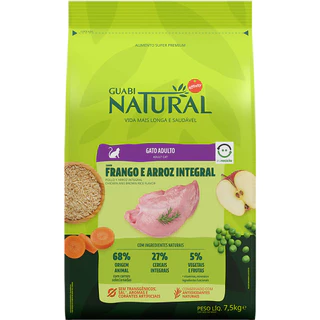 Ração Guabi Natural Frango e Arroz Integral para Gatos Adultos 7,5 kg