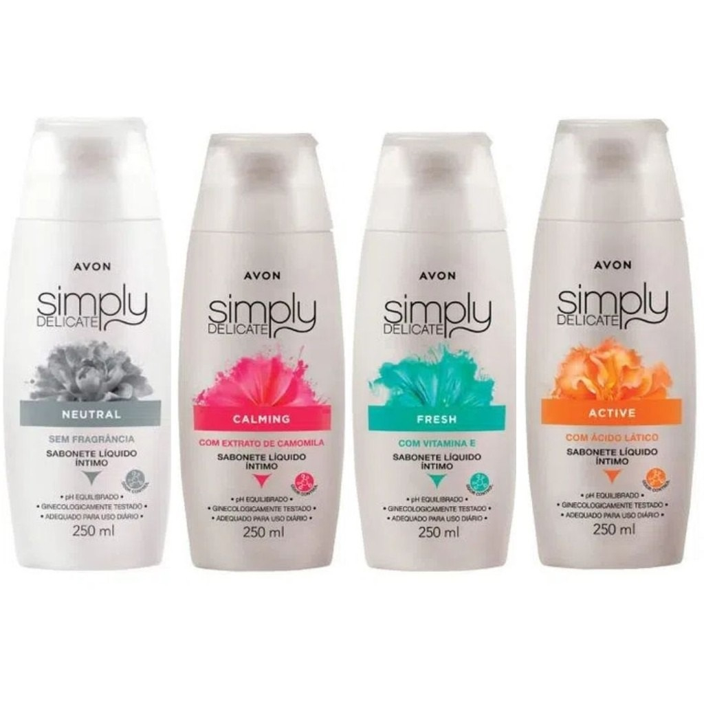 Sabonete Líquido Íntimo Simply Delicate Avon (Delicate Calming, Active, Fresh, Neutral) 200ml cada
