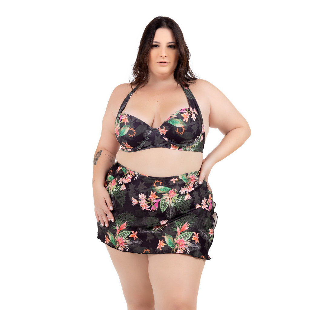 Biquíni plus size hot sale com saia embutida