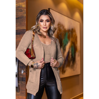 Conjunto Cardigan Kimono Com Cropped