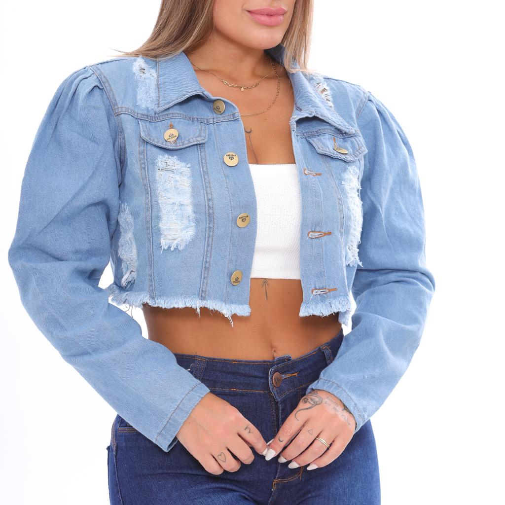 Jaqueta Jeans Feminina Cropped Moda Inverno Atacado Shopee Brasil