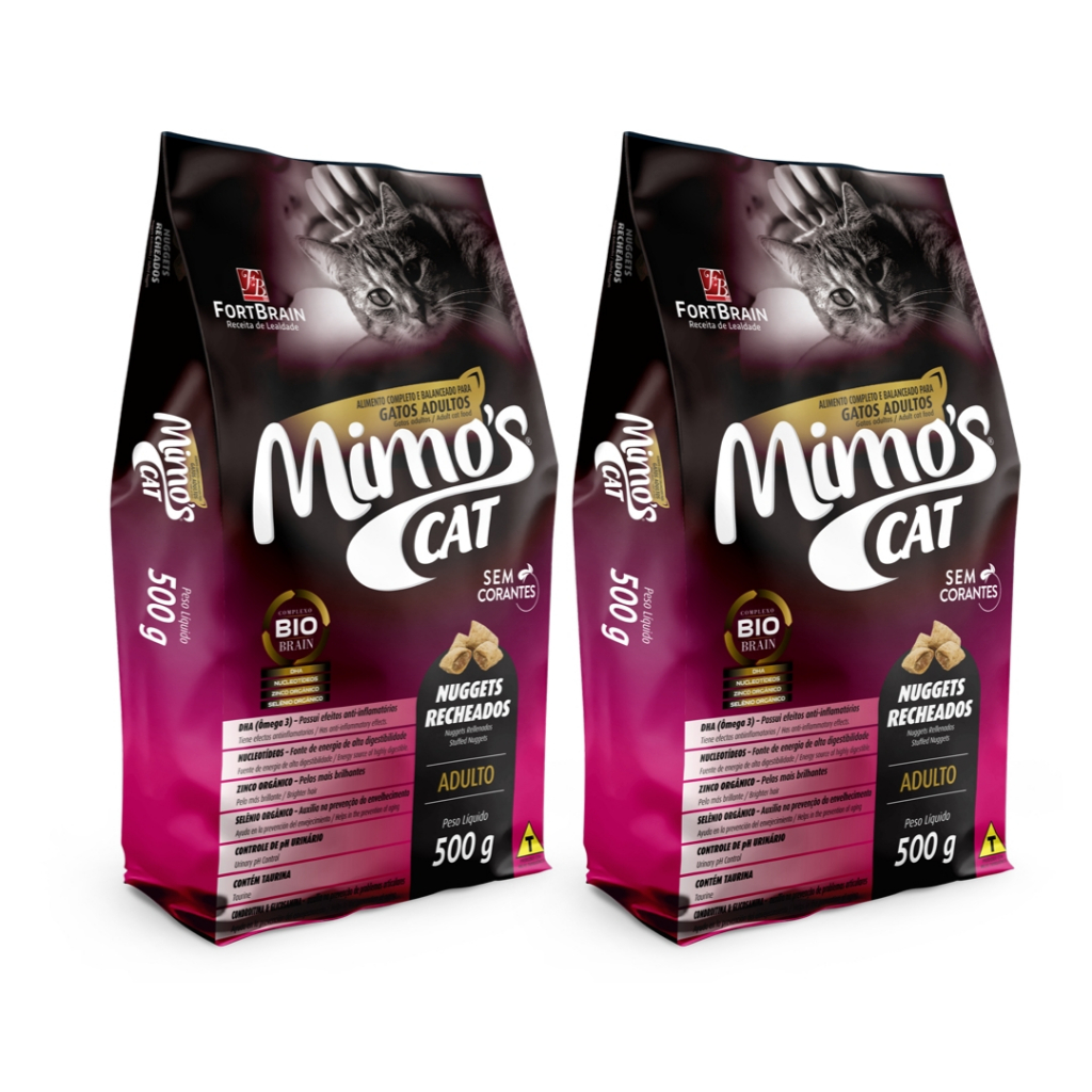 Kit 2 Rações Mimos Cat Nuggets 500g