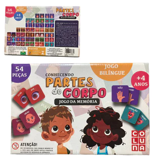 Jogo da Memória Bilingue Conhecendo Partes do Corpo C/ 54 Peças - Coluna