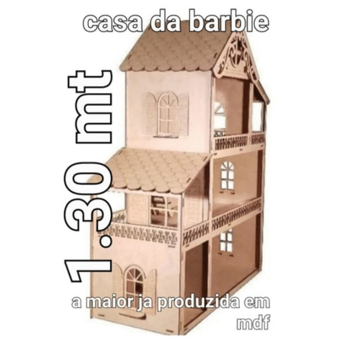 Kit Casa De Bonecas Com Moveis Escala Barbie Emily Mdf Cru c + c - Darama