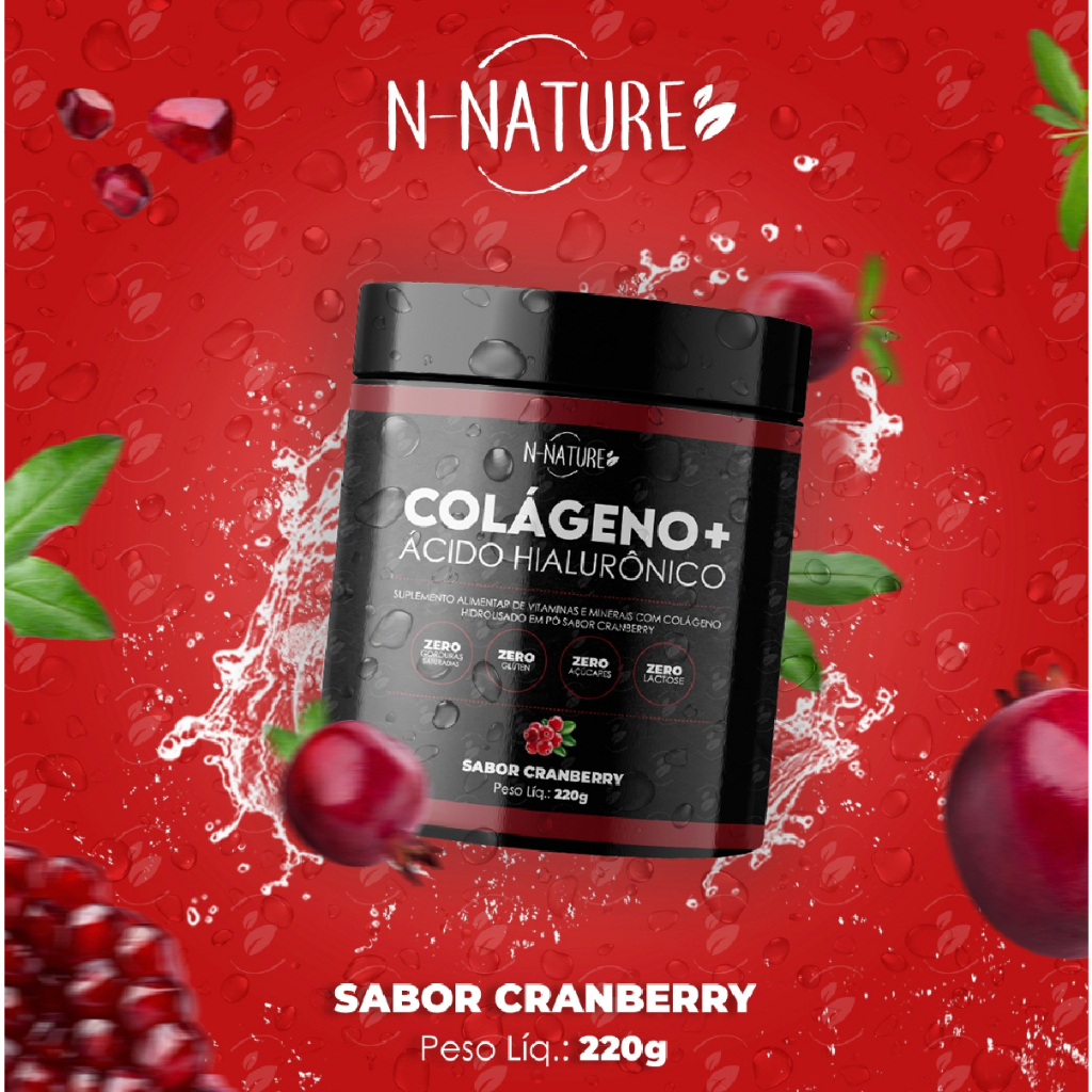 1 Pote Colageno + Ácido Hialuronico Cranberry 216g Mega Oferta Envio Imediato