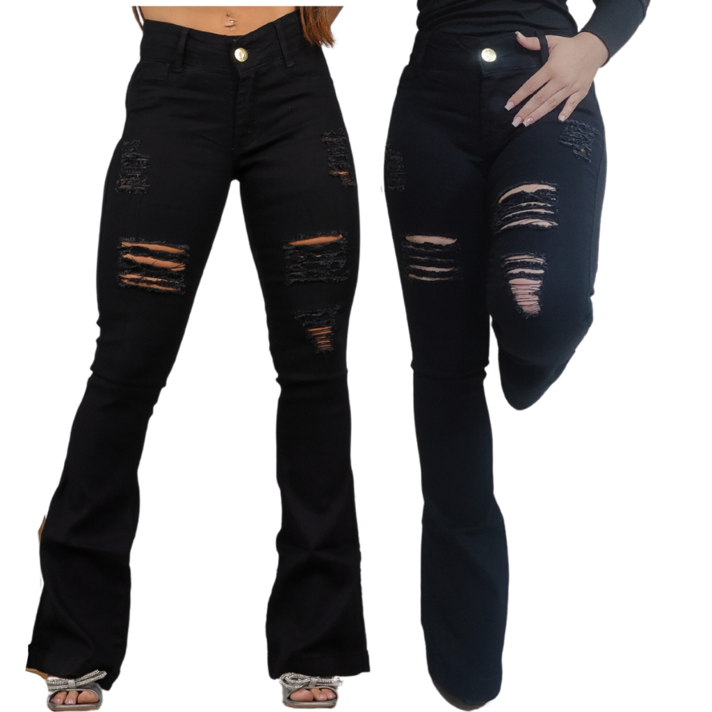 Black Bell Bottom Jeans Plus Size