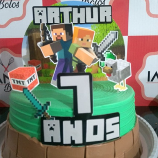 Topo de bolo personalizado Minecraft - Loja de Balões, Artigos para Festas  e Fantasias