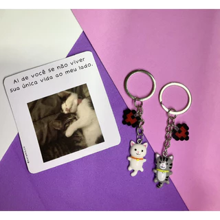 Chaveiro Gatinhos Casal Amizade Você é Meow Meow presente de namoro Metadinha
