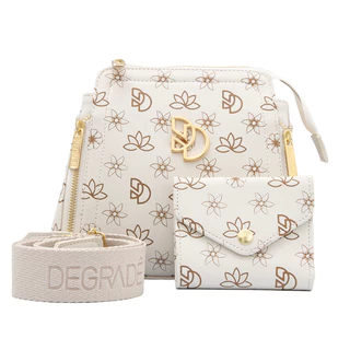 Kit Bolsa Feminina Transversal e de Ombro + Carteira Feminina Pequena Degradê