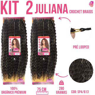 Aplique Cabelo Orgânico Cacheado Para Crochet Braids 75 Cm 300 Gr - Juliana  - Yan Hair no Shoptime