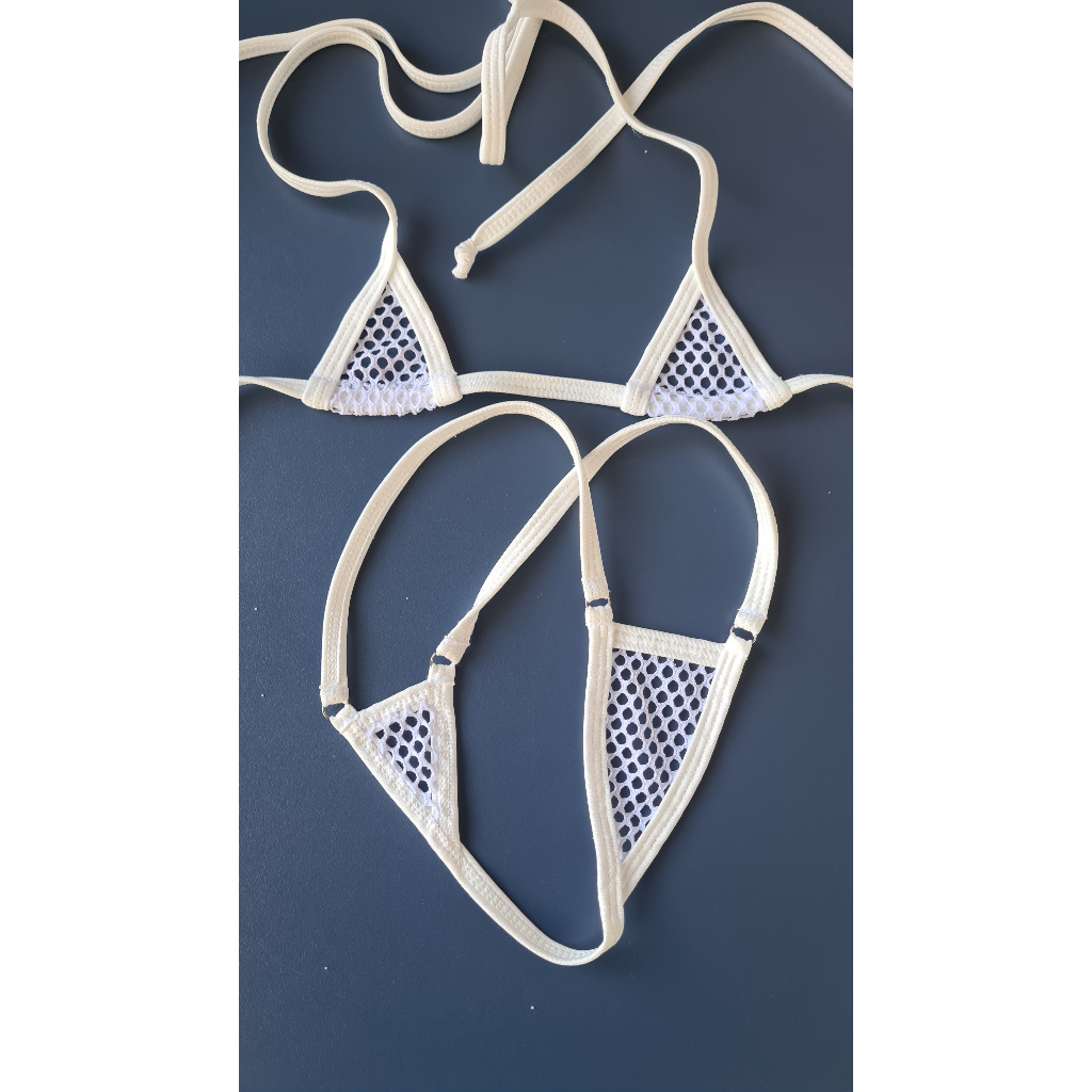 Conjunto Biquini Micro Nano Renda e Arrastão sem Forro SHMODAS