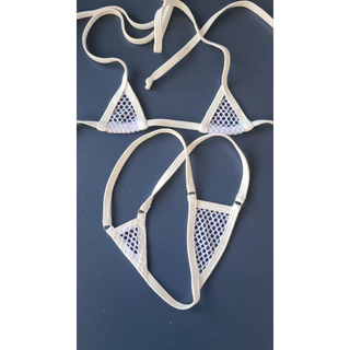 Conjunto Biquini Micro Nano Renda e Arrastão sem Forro SHMODAS
