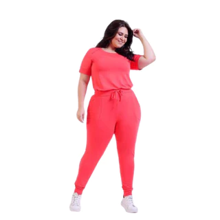 Calça Feminina Moletinho Forrada NY Confortável c/ Bolso Lateral Plus Size P M G GG