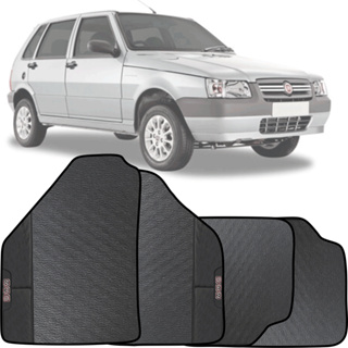 LINDO JOGO DE TAPETE EMBORRACHADO COM ACABAMENTO EM COURO SINTÉTICO ESPCÍFICO PRESONALIZADO COM O NOME DO CARRO FIAT UNO 1985 A 2010