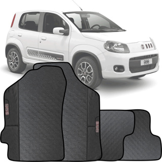 LINDO JOGO DE TAPETE EMBORRACHADO COM ACABAMENTO EM COURO SINTÉTICO ESPCÍFICO PRESONALIZADO COM O NOME DO CARRO FIAT UNO VIVACE 2010 A 2020