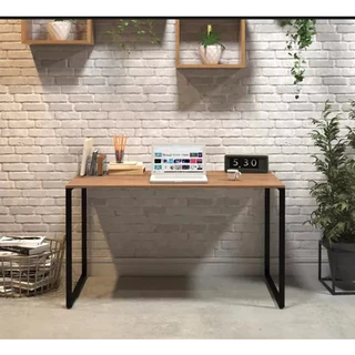 Mesa Industrial Prateleira Para Escritório Multiuso 120cm Marrom
