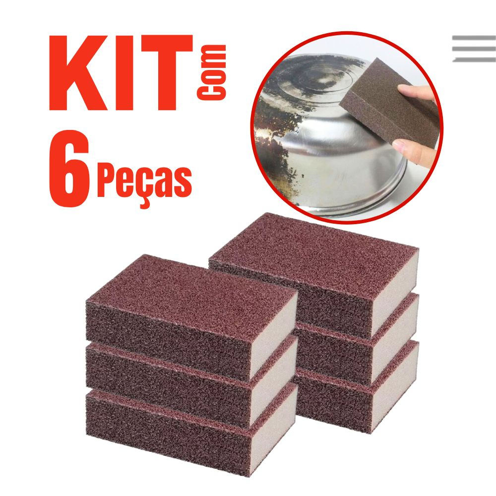 Kit 6 Esponjas Mágica Limpeza Forno Panelas Inox Remove Ferrugem