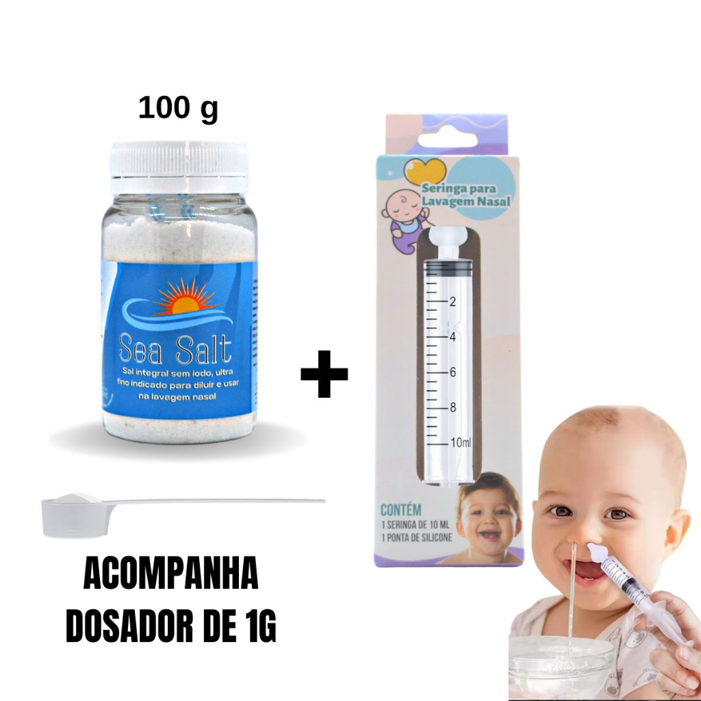 Sal Para Lavagem Nasal + 1 Seringa Para Lavagem Nasal 100 G | Shopee Brasil