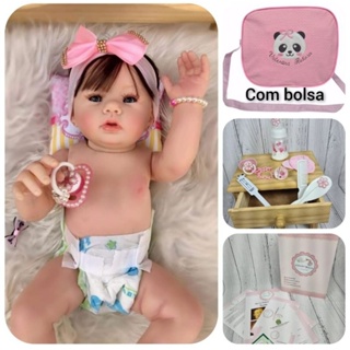 Boneca Bebê Reborn Abigail Sorrindo 48cm Corpo de Silicone Mundo Kids