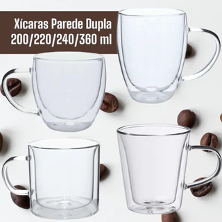 Xícaras Canecas Parede Dupla Resistente ao Calor Café Chá Diversos Tamanhos